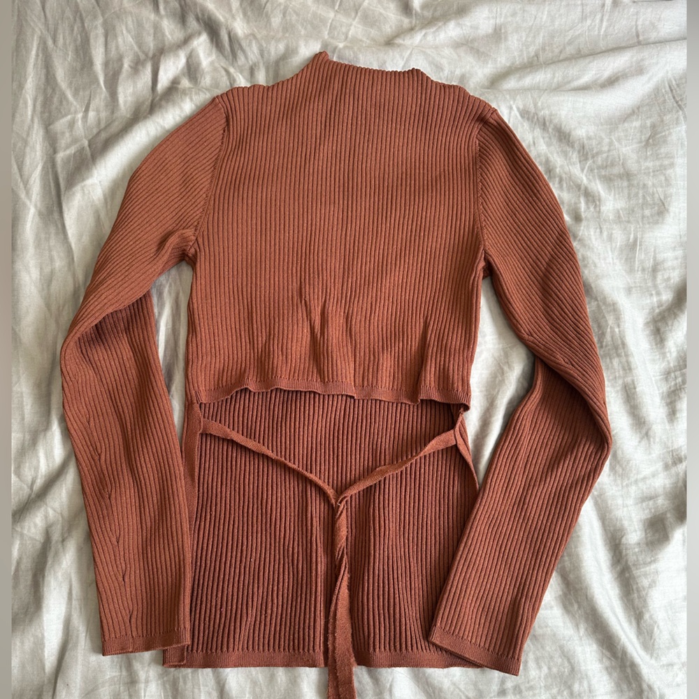 Babaton Aritzia Ambrosia Sculpt Knit Tie-Back Longsleeve - Rich Copper - Medium - Picture 10 of 14